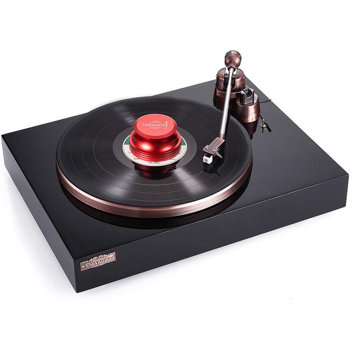 Nobsound LP Vinyl Turntable Disc Stabilizer Record Weight Metal Matte Black - Sospensione del pannello sonoro nero (rosso)
