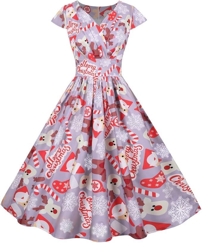 Amazon Co Jp クリスマス ワンピース レディース 半袖 カシュクール サンタ 仮装 50年代風 洋服 レトロ ロカビリー ドレス クリスマス衣装 膝丈 大人 コスチューム 学園祭 クリスマス イベント パーティー 舞台服 お呼ばれ Foreted 服 ファッション小物