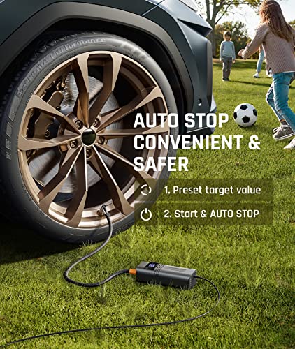 Tire Inflator Portable Air Compressor Car[38L/Min Super Fast Inflate]Ryseab 12V Dc Air Pump For Car Tires[Powerful & Small]Car Tire Pump Led Light Portable Air Compressor Car Tires For Ball Moto Bike #TOP4
