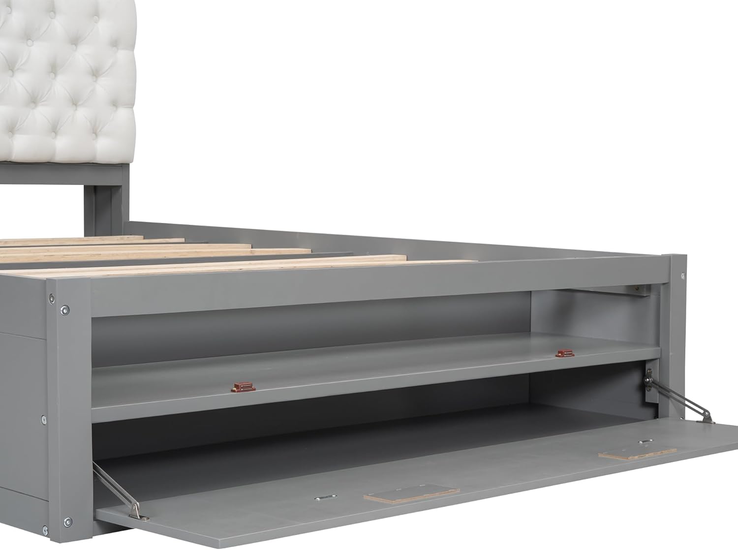 Footboard with the two-layer shoe rack open