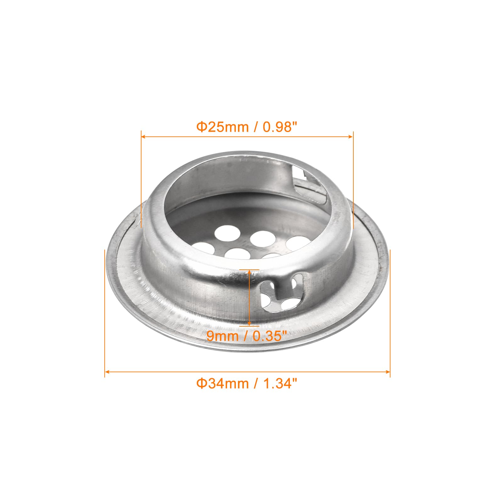 uxcell 25mm(1") Circular Soffit Vent, 40pcs Stainless Steel Round Air Vents Mesh Hole Louver for Kitchen Bathroom Cabinet Silver Tone - Image 2