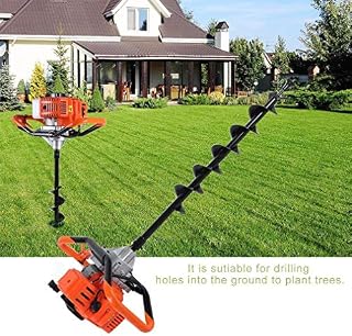 Fence Earth Auger, Petrol Borer 52cc 2-stroke Post Hole Digger+Drill Bits 4" 6"