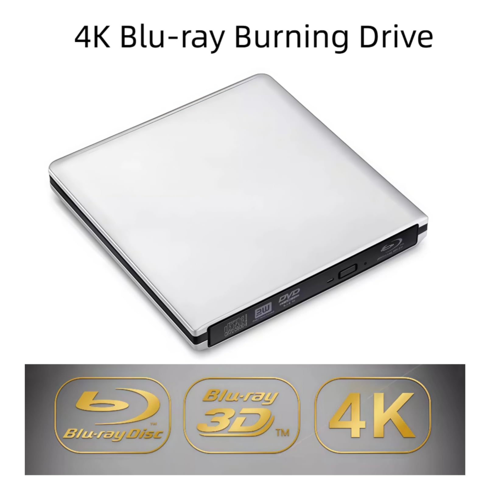 JOTEC Unità Blu-Ray esterna in alluminio 4K UHD, masterizzatore Blu-ray 4K USB 3.0 e tipo C, doppia interfaccia, compatibile con tutti i modelli PC e Mac surpport 100 GB 128 GB