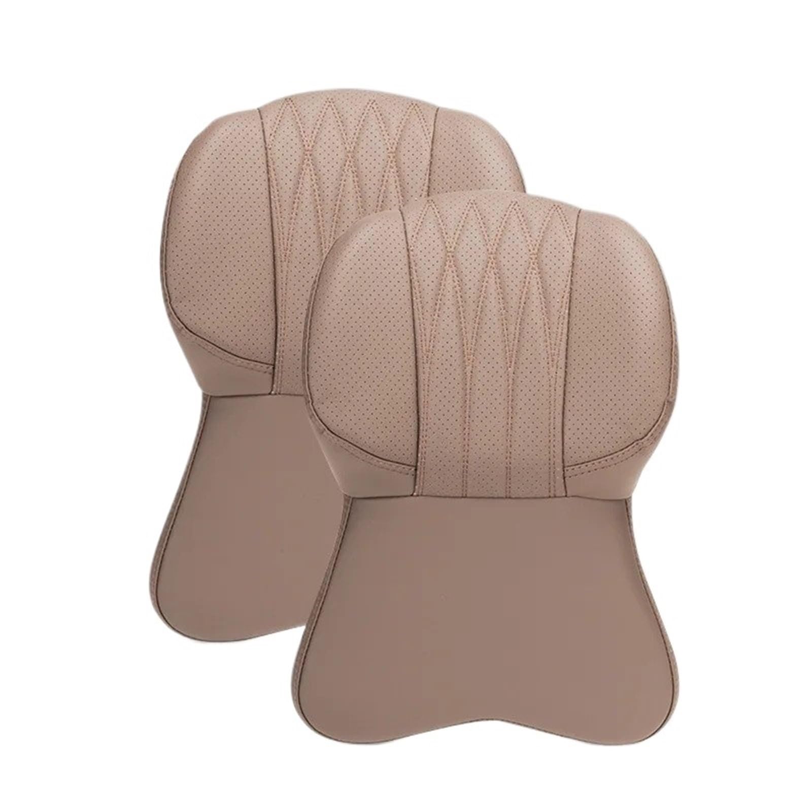 KAUWYEHD Car Seat Accessories Fit For BMW For Mercedes Nappa Leather Car Seat Cushion Lumbar Support Neck Pillow(Dark apricot c)