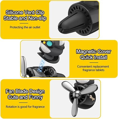 Miniatura 4 de Ambientador de coche con clip de ventilación de animales de dibujos animados, lindos ambientadores de coche piloto, salida de aire automotriz,
