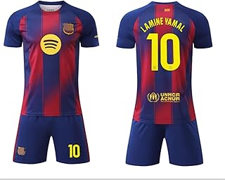Official 2025/2026 Barca Home Lamine Yamal #10 Boys Soccer Jersey and Short Set