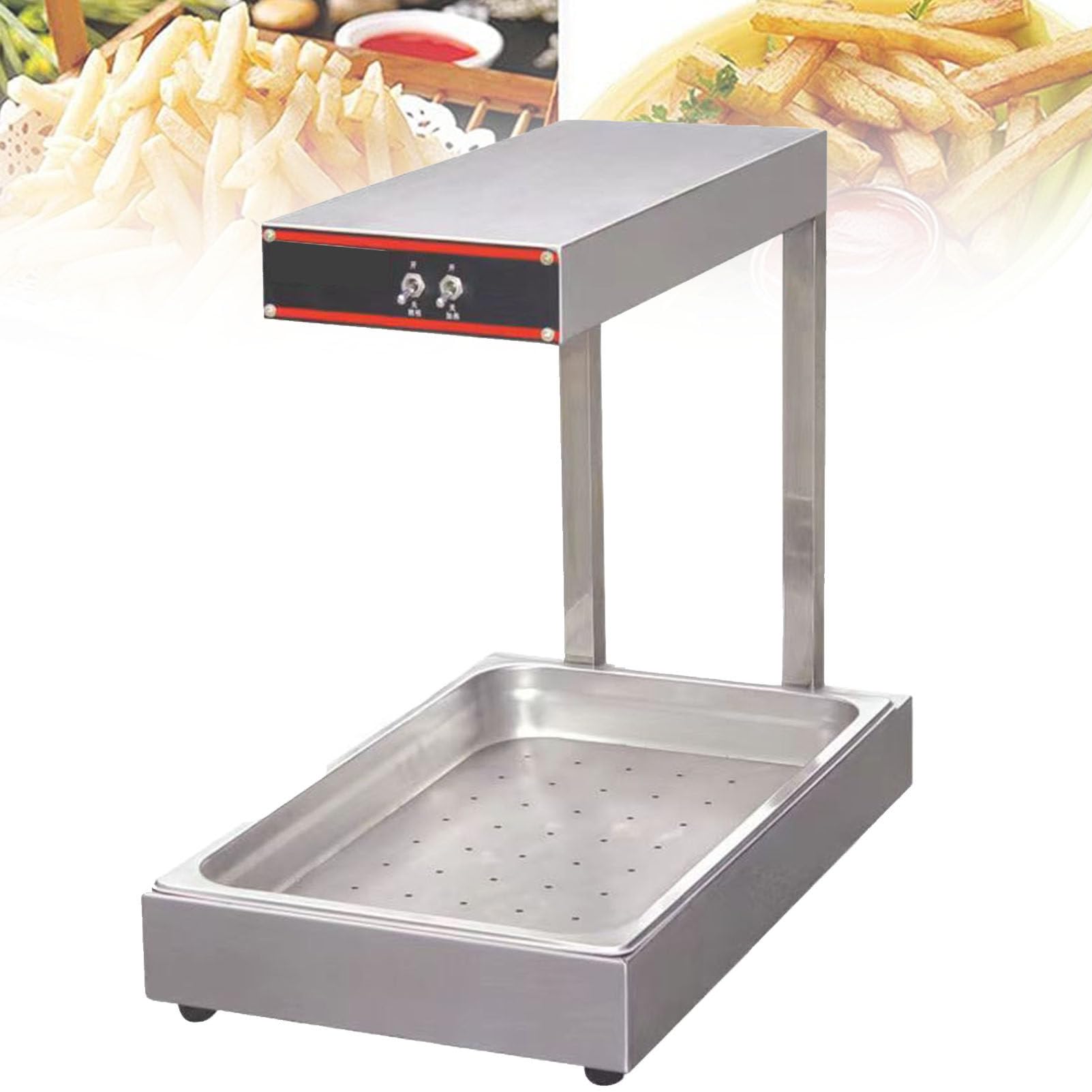 JKJZSALJ Commercial Food Heat Lamp - French Fry Warmer, Countertop Fry Dump Station, Food Warmer For Restaurants, Buffets, And Hotels - Efficient Heat Retention Equipment