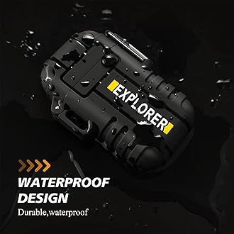 Lafagiet Waterproof Arc Lighter, Outdoor Dual Plasma Arc Lighter, USB Rechargeable Flameless Electric Lighters for Camping, Hiking, Survival Tactical (F13-Black)