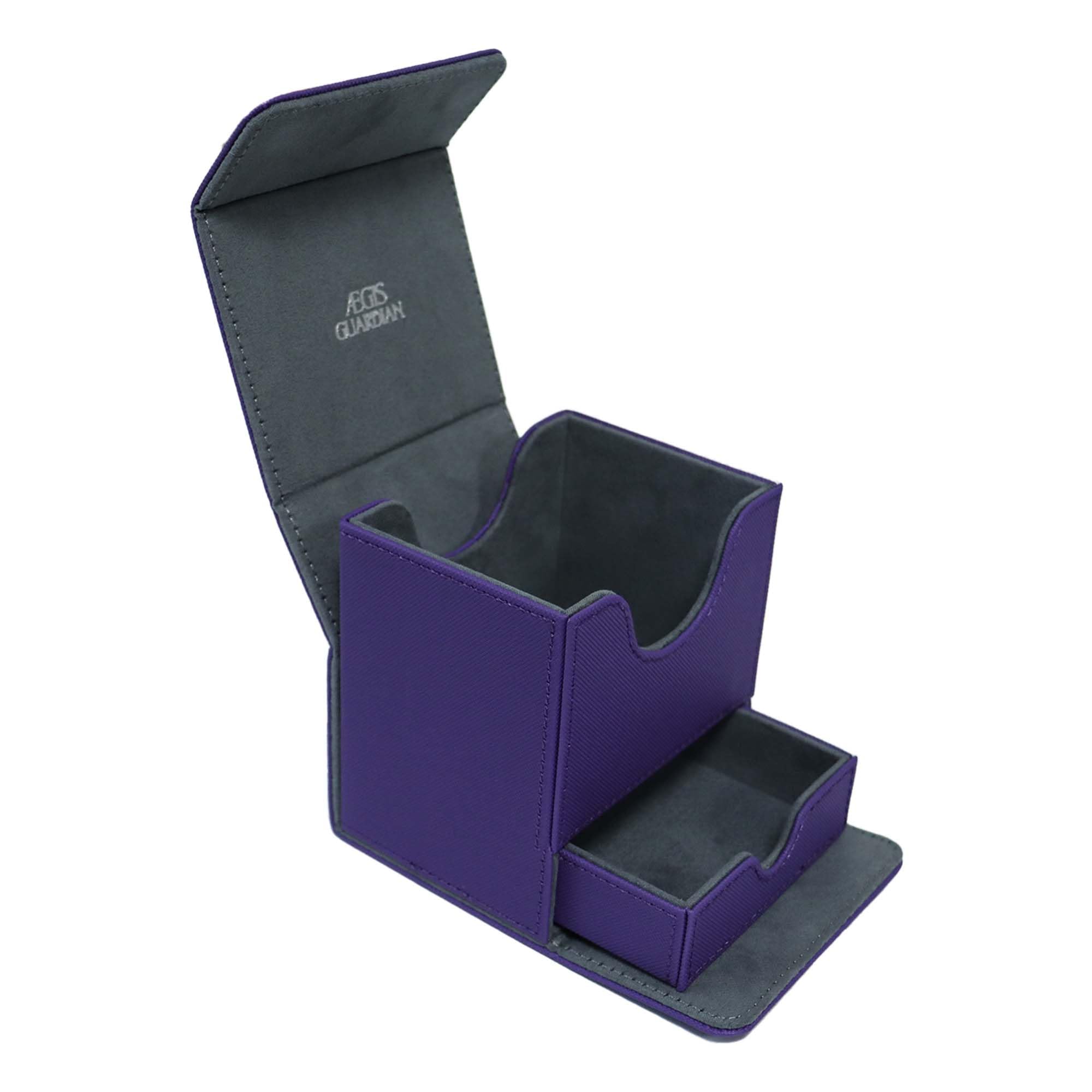 AEGIS GUARDIAN Card Deck Box with Dice Tray for MTG Cards, Commander Deck Box fit 150+ Sleeved Cards, PU Leather Card Storage Box Strong Magnet Deck