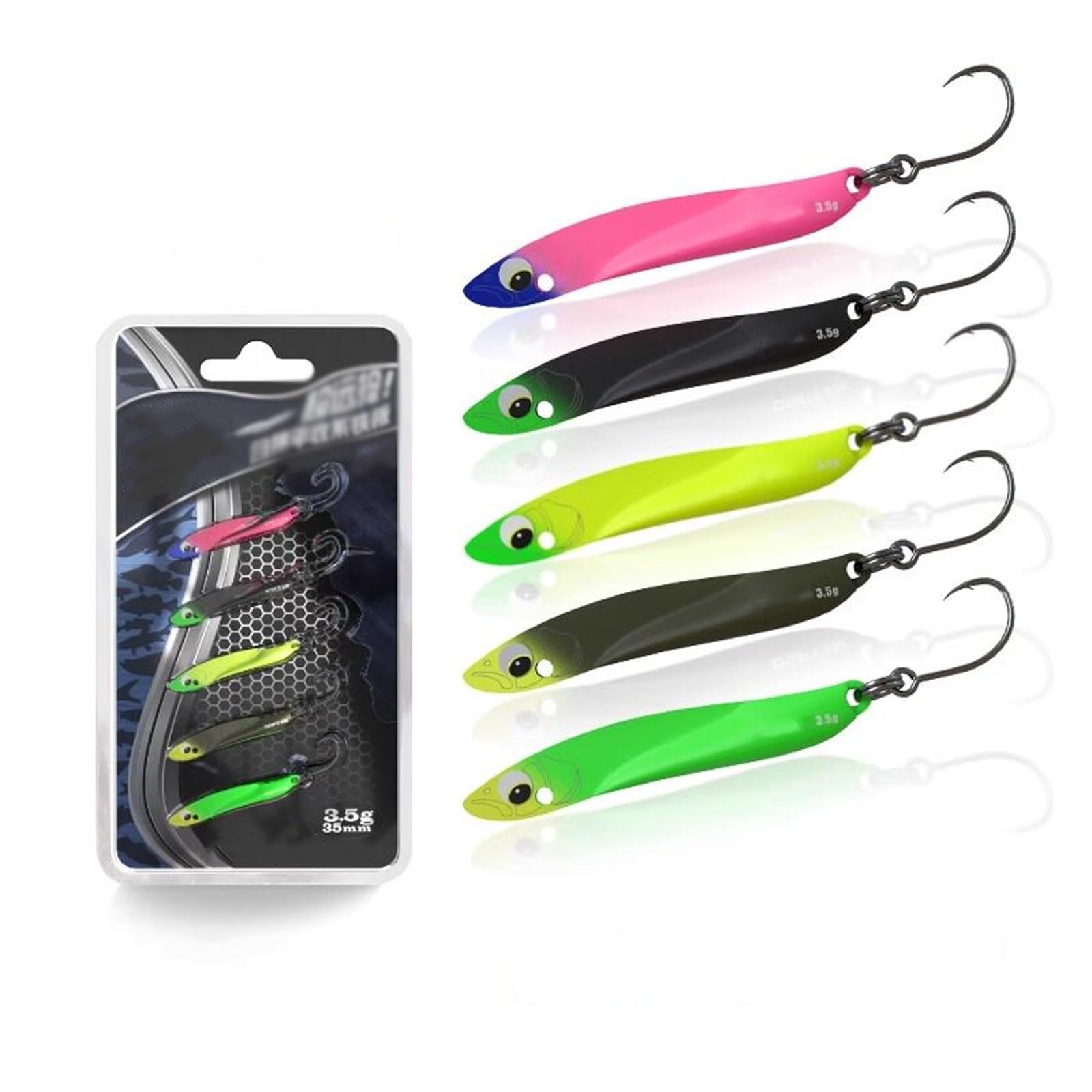 Confezione da 5 Esche di Superficie e Confezione da 10 Esche for Spigole, con Ami con Ardiglione A Coda Girevole, Adatte Sia for La Pesca in Acqua Salata Che in Acqua Dolce