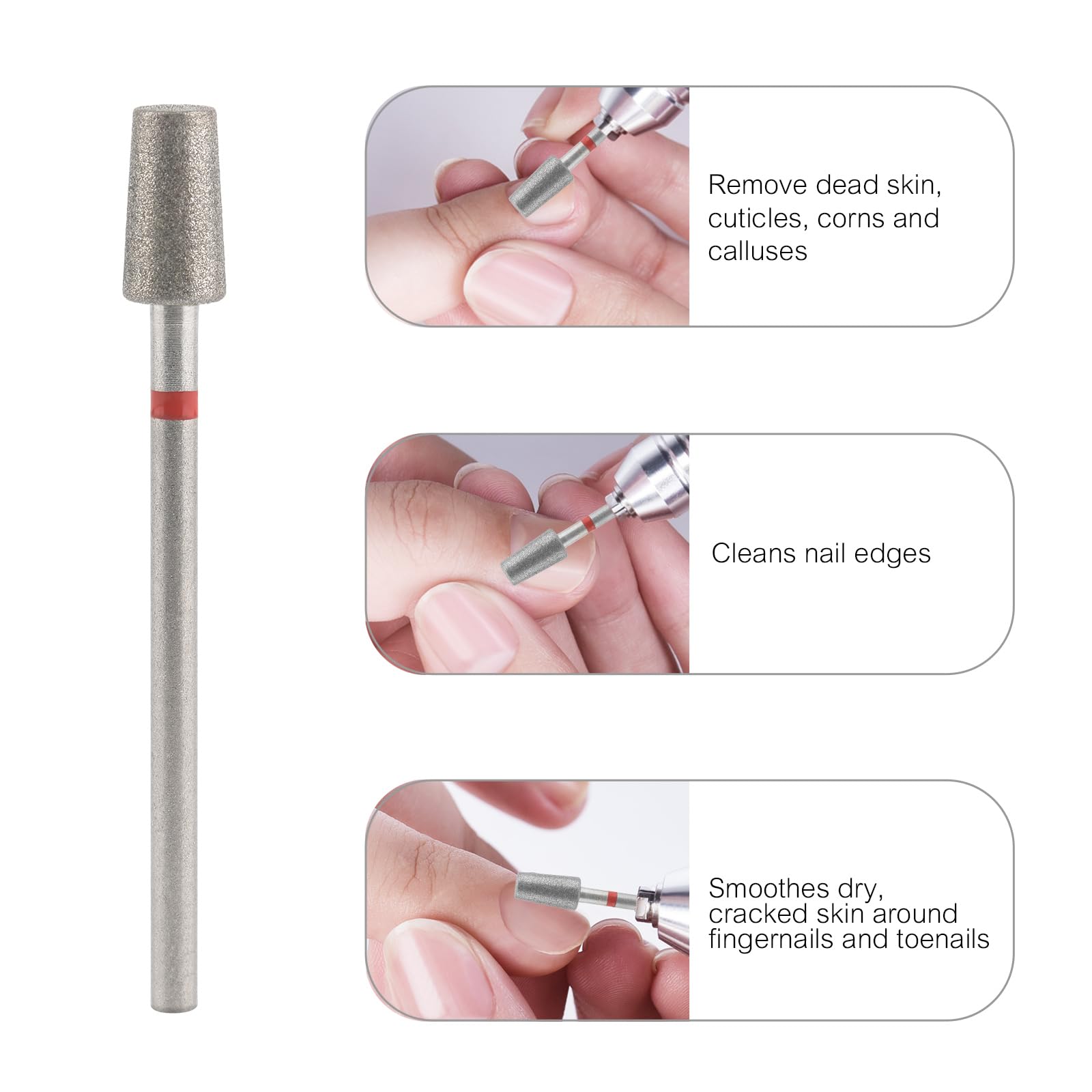 10 brocas de uñas de barril cónico para cutículas de 3/32 pulgadas, lima de uñas eléctrica profesional, brocas de diamante de seguridad para eliminar cutículas de piel muerta y uñas acrílicas