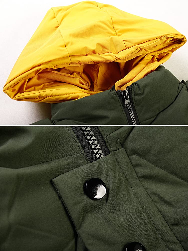 Piumino con cappuccio in finto due pezzi, per bambini, caldo e inverno, verde, 13-14 Anni