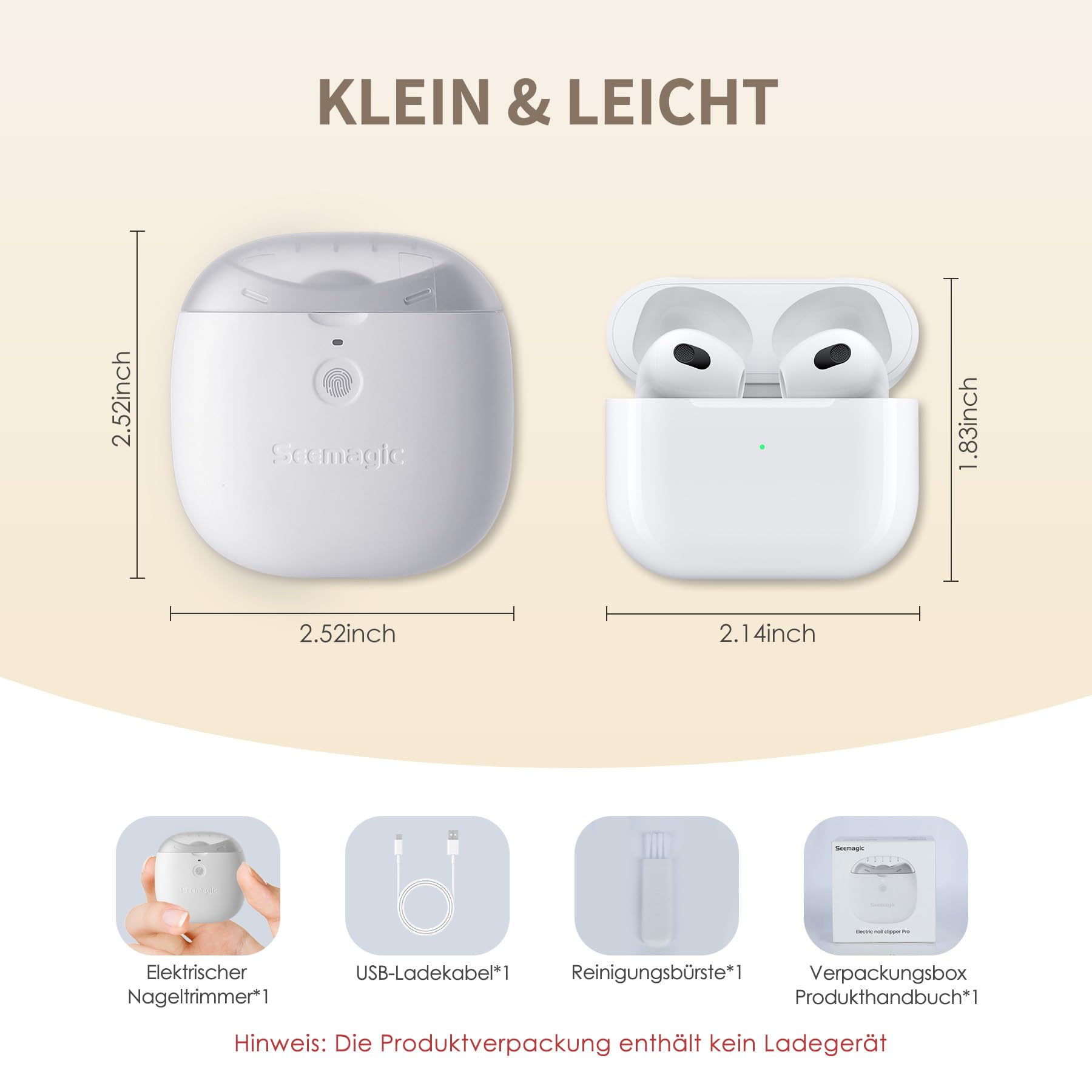 Elektrischer Nagelknipser für Fingernägel Nageltrimmer: 3 in 1 Automatischer Elektrischer Nagelknipser mit LED-Licht, Wiederaufladbar Automatischer Nagelknipser für Erwachsene Senioren Kinder, Weiß