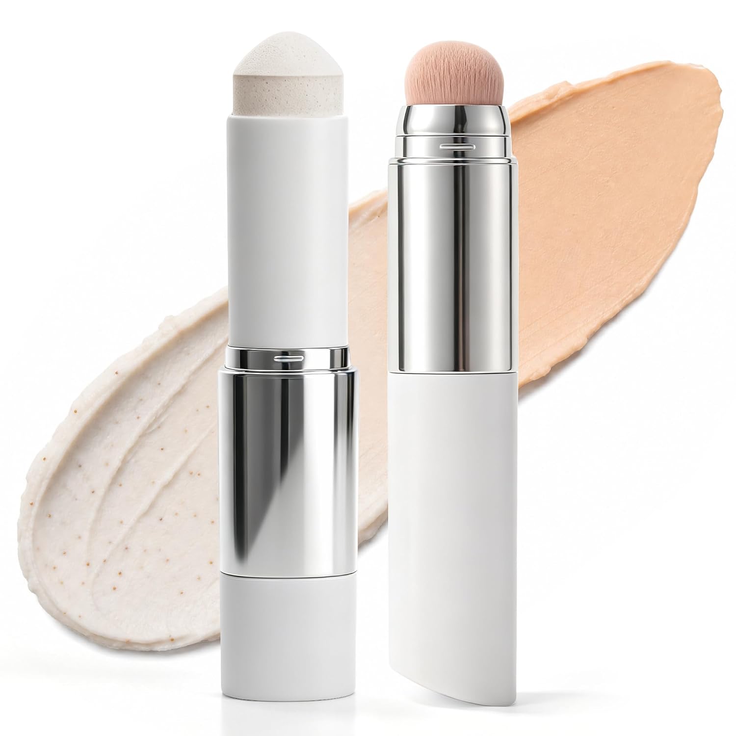 Color Changing Foundation, Dual-Ended Concealer Foundation Stick Cover Acne Blemishes, Medium Coverage Natural Hydrating Finish, Buildable Cream Face Makeup Stick with Brush for Mature Skin, 01 Fair