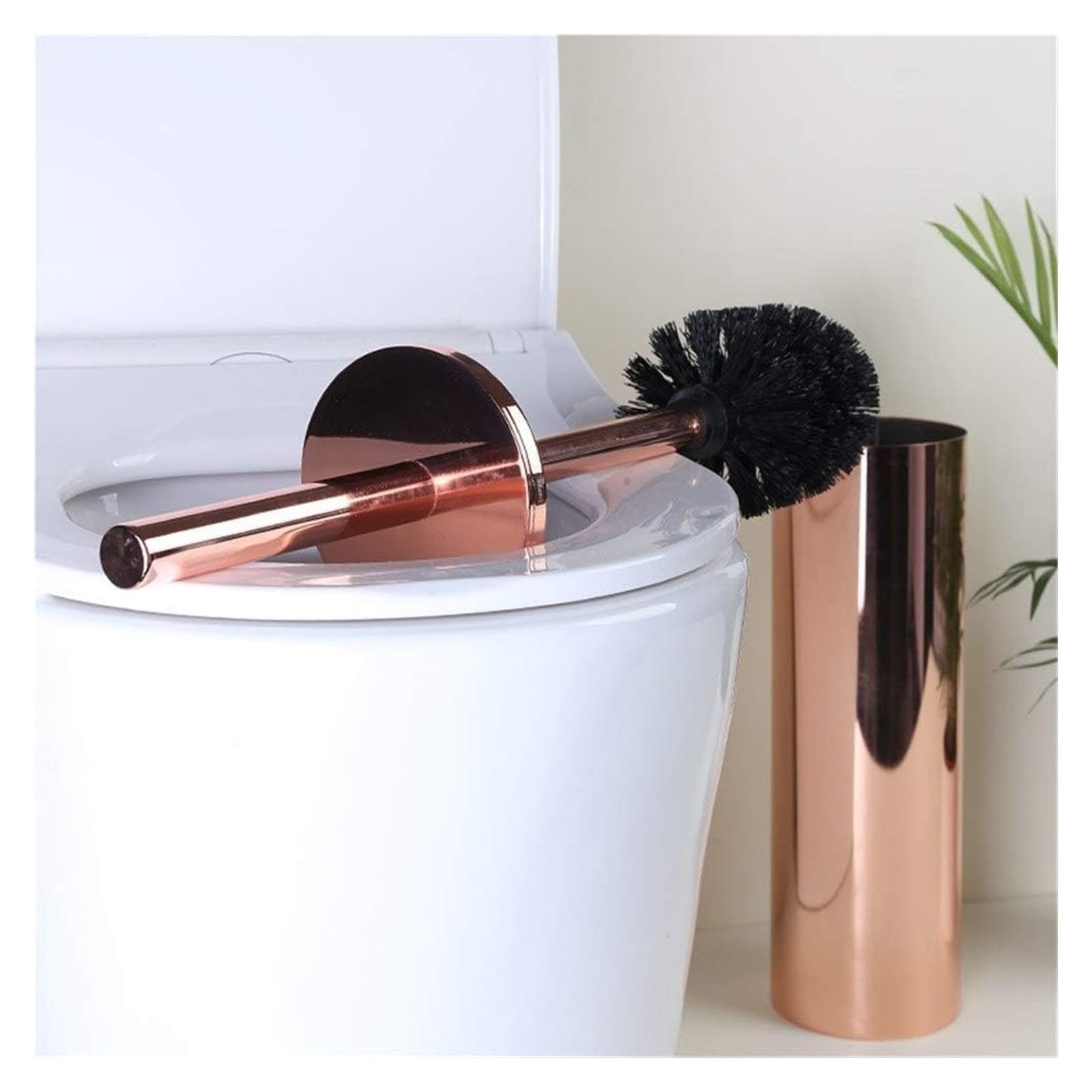 Set scopino per WC - Detergente per Bagno Indipendente in Acciaio Inossidabile da 15,7" con Spazzola Morbida, scopino e Supporto per WC AntiGraffio - Elegante Nero