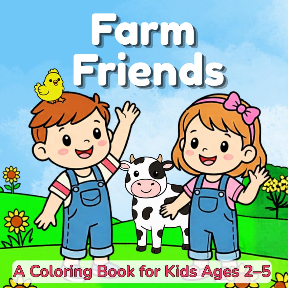 Farm Friends: Coloring Book: Join Max, May & Pip — 30 Simple Designs for Kids Ages 2–5, Thick Outlines & Single-Sided Pages (Max, May and Pip's Animal Adventures)