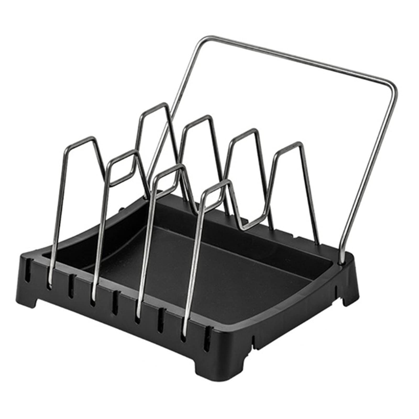 Pot Cover Rack Home Adjustable Drying Pan Pot Rack Cover Anti-fall Metal Lid Rest Stand Holder Pot Lid Holders (Color : Black, Size : 21.5x17.5x16cm)