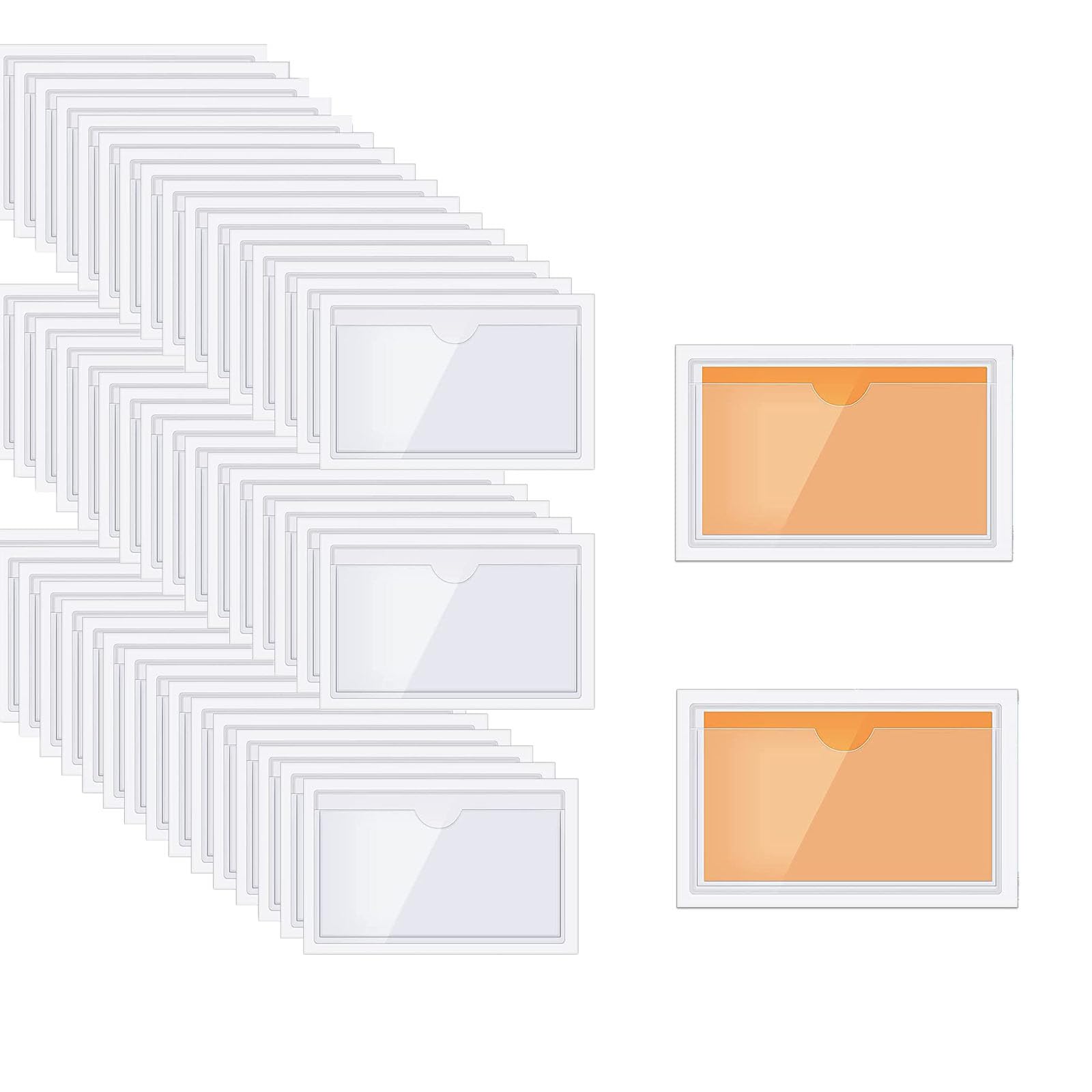 60pcs Self-Adhesive Label Holder,Waterproof Clear Adhesive Label Pockets,2.3x3.7" Transparent Card Holder for Cabinet,Storage Bin,Supermarket,Bookself,Mailbox,Business Card,Drawers