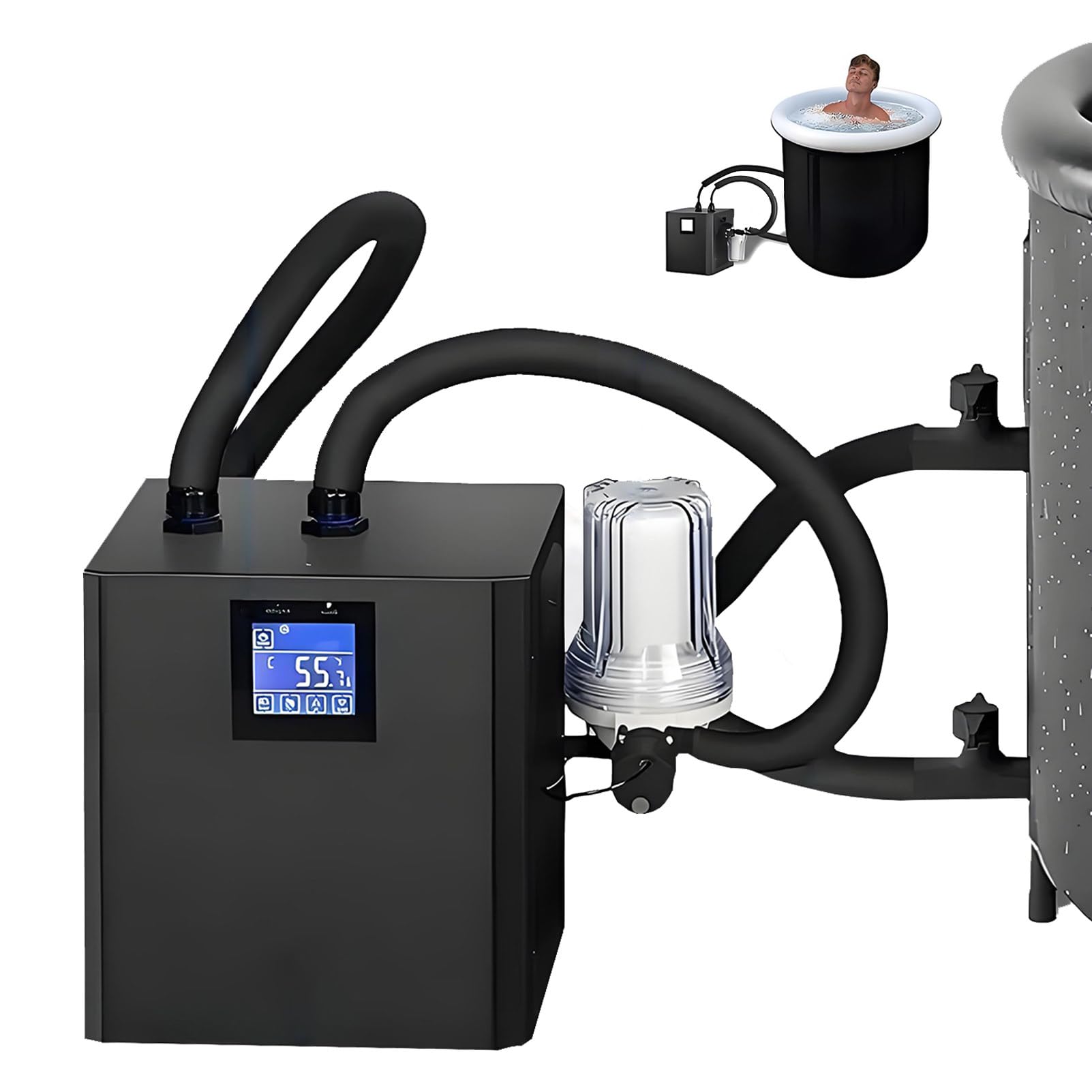 Refrigeratore d'Acqua A Immersione Fredda da 1/3 CV con Telecomando Filtraggio Esterno Pompa dell'Acqua Macchina per Raffreddamento a Bagno di Ghiaccio per Atleti in Fase