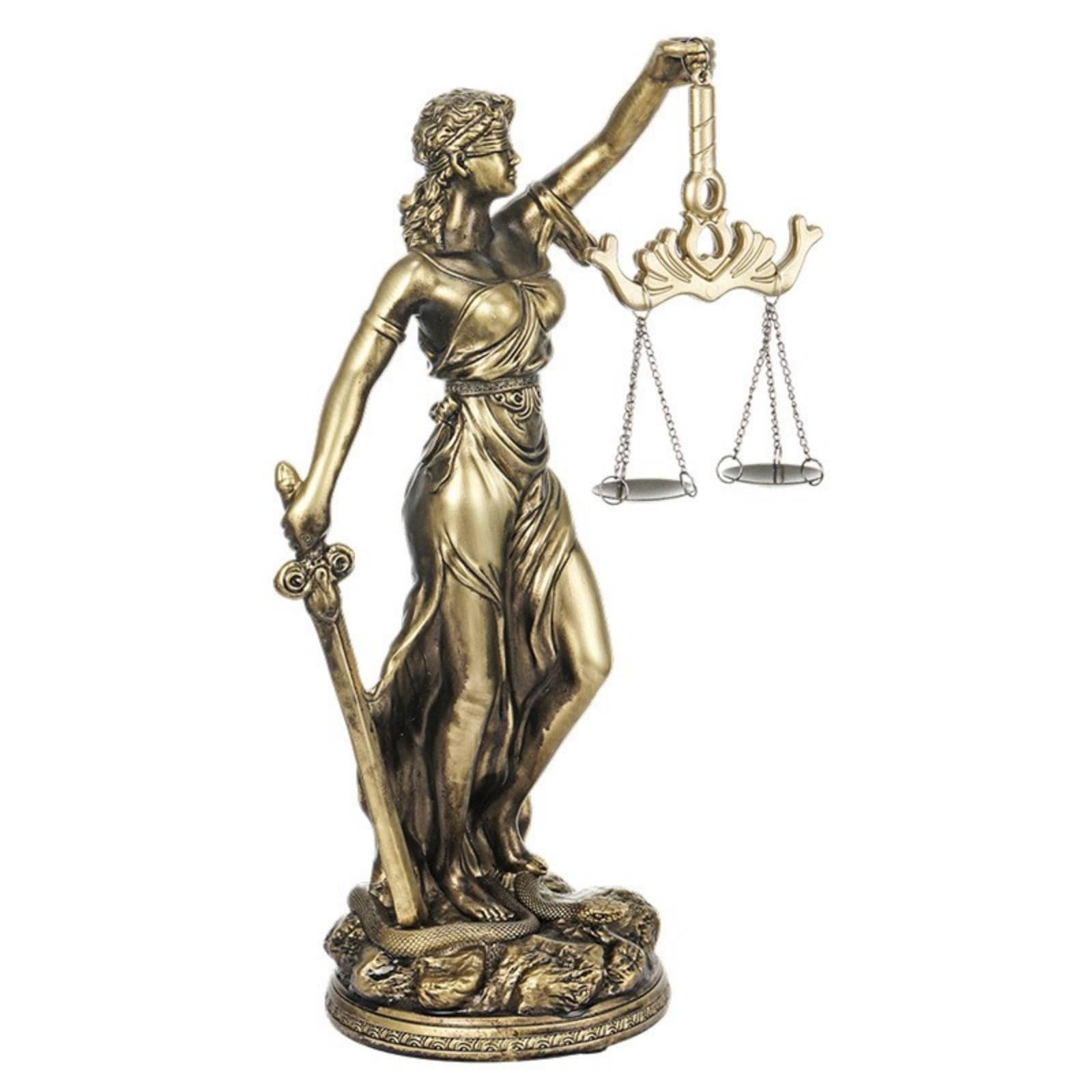 JDNH Greek Law Lady Statue Resin Blindfolded Sculpture with Scale for Collectors Ornament Fairness Symbol Figurine