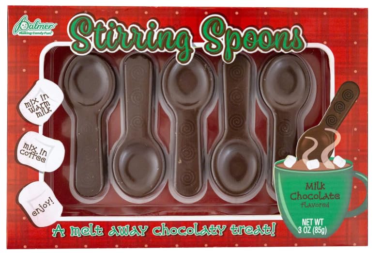 Miniatura 2 de Paquete variado de cucharas agitadoras con sabor a bastón de caramelo de chocolate y menta, 11 cucharas en total, bebidas calientes, rellenos de