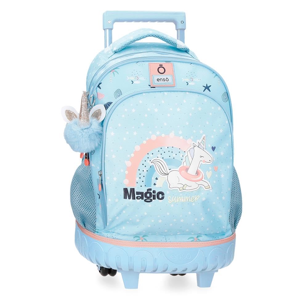 Enso Magic summer mochila infantil, mochila escolar, fabricada en Poliéster, ruedas dobles de giro multidireccional, Múltiples formas de usarlo, rosa y azul