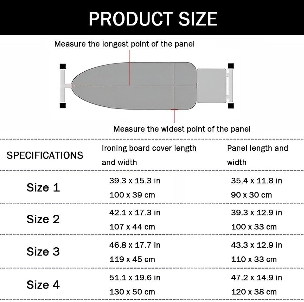 39-51 x 15-20 inch Ironing Board Cover with Thick Padding Elastic Edge Silver Coated Resist Scorching, Smooth Press(Blue,39.3 L x 15.3 in W (100 x 39 cm))