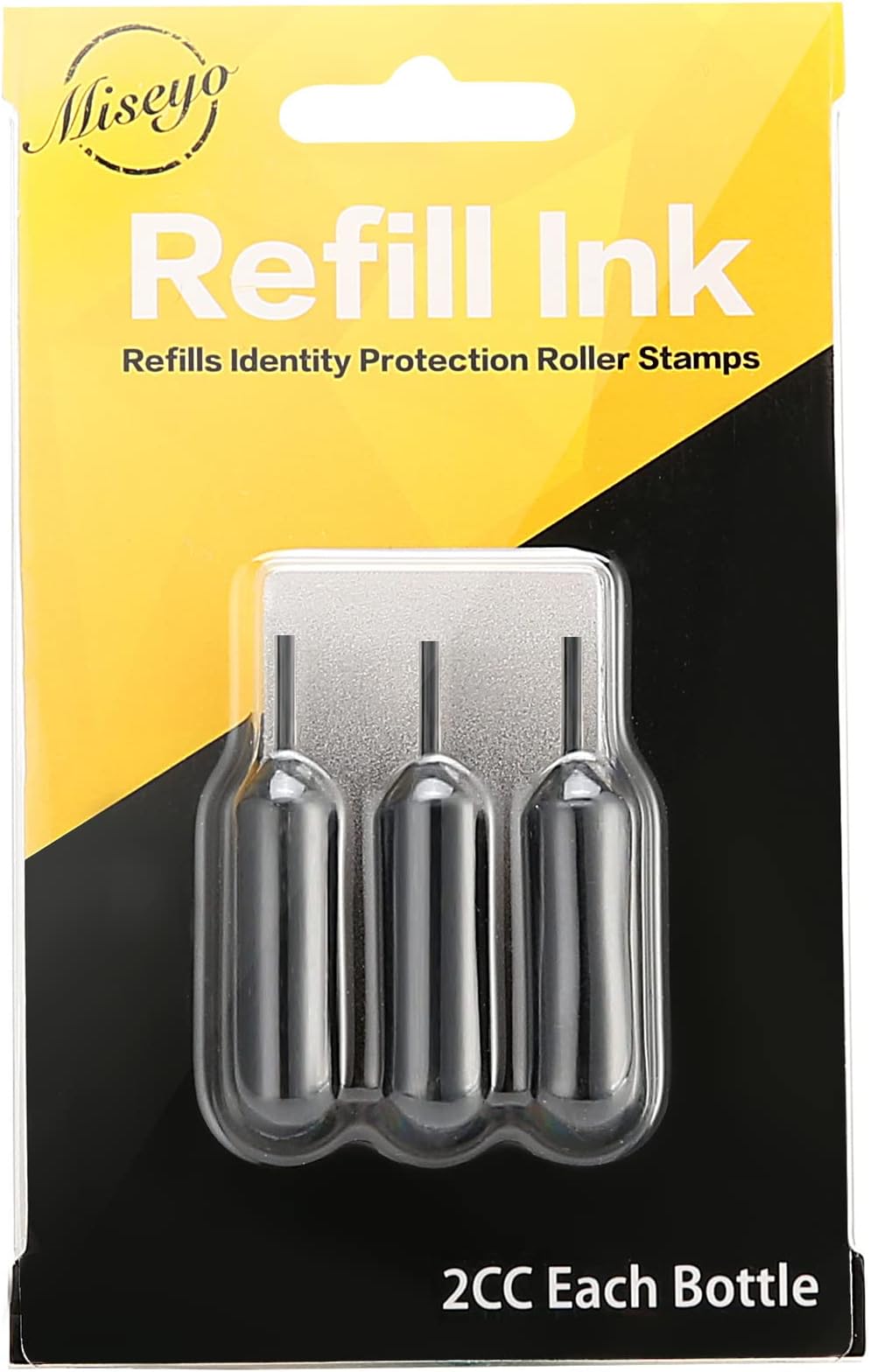 Miseyo Refill Ink - 3 Pack - Black Ink for Roller Stamp