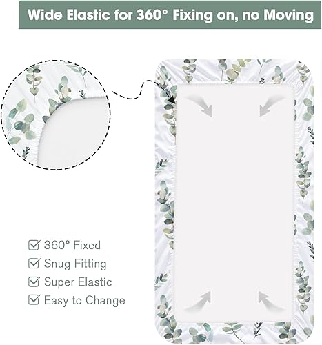 Miniatura 5 de bimocosy Juego de 4 sábanas bajeras para cuna, para niños y niñas, tamaño de 28 x 52 pulgadas, para colchones estándar de cuna y niños pequeños,