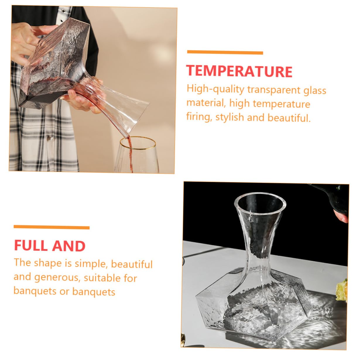 Ipetboom Decanter e Posizionamento Stabile in Vetro Geometrico Semplice Elegante per Conservazione lungo Termine per Vino per Bar e Ristoranti