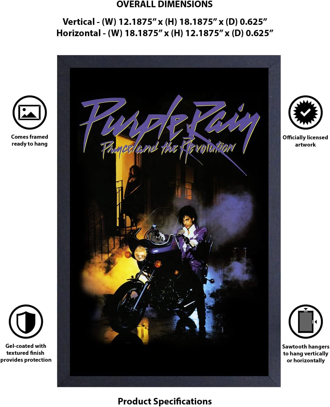 Pyramid America - Purple Rain Prince Poster - Purple Rain Princeland The Revolution - 11 x 17 Framed Wall Art, Ideal For Home Decor, Office Decor & Living Room Decor