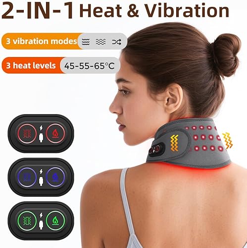 Miniatura 9 de Almohadilla térmica inalámbrica para el cuello con masaje, masajeador de cuello con calor, almohadilla térmica para el dolor eléctrico, envoltura