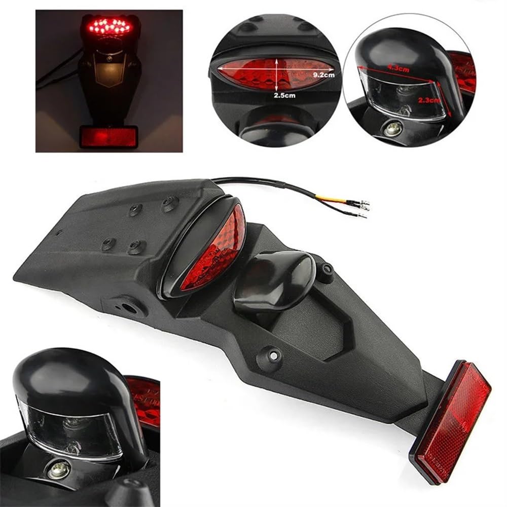 Parafango Anteriore 1pc Nero Moto Parafango Posteriore Parafango LED Freno Fanale Posteriore 36.2x9cm Moto Parafango Fanale Posteriore Accessori Moto