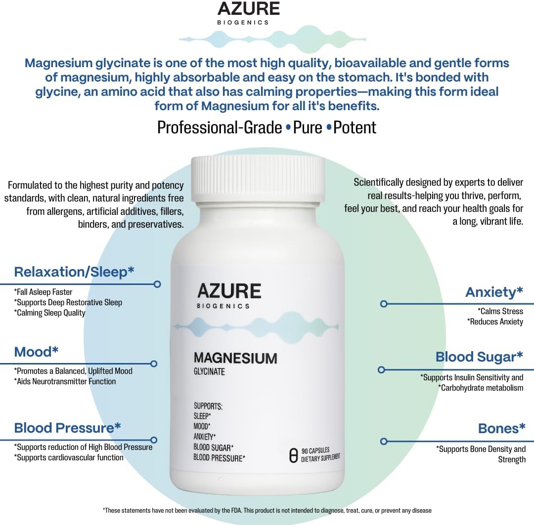 Pure Magnesium GLYCINATE - High Absorption Chelated Magnesium for Relaxation, Mood, Muscle & Sleep Support* - Potent 275 mg - Vegan, Gluten Free, 90 Capsules