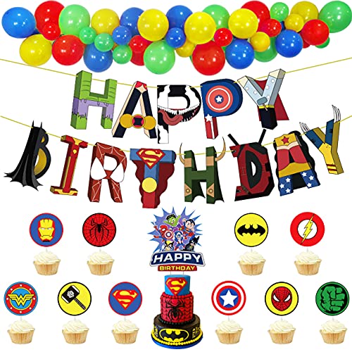 Decoration Anniversaire Super Heros La Fête des Avengers Fournit des Décorations D'anniversaire Avec un Motif de Super-héros Insérer une Décoration de Cupcake