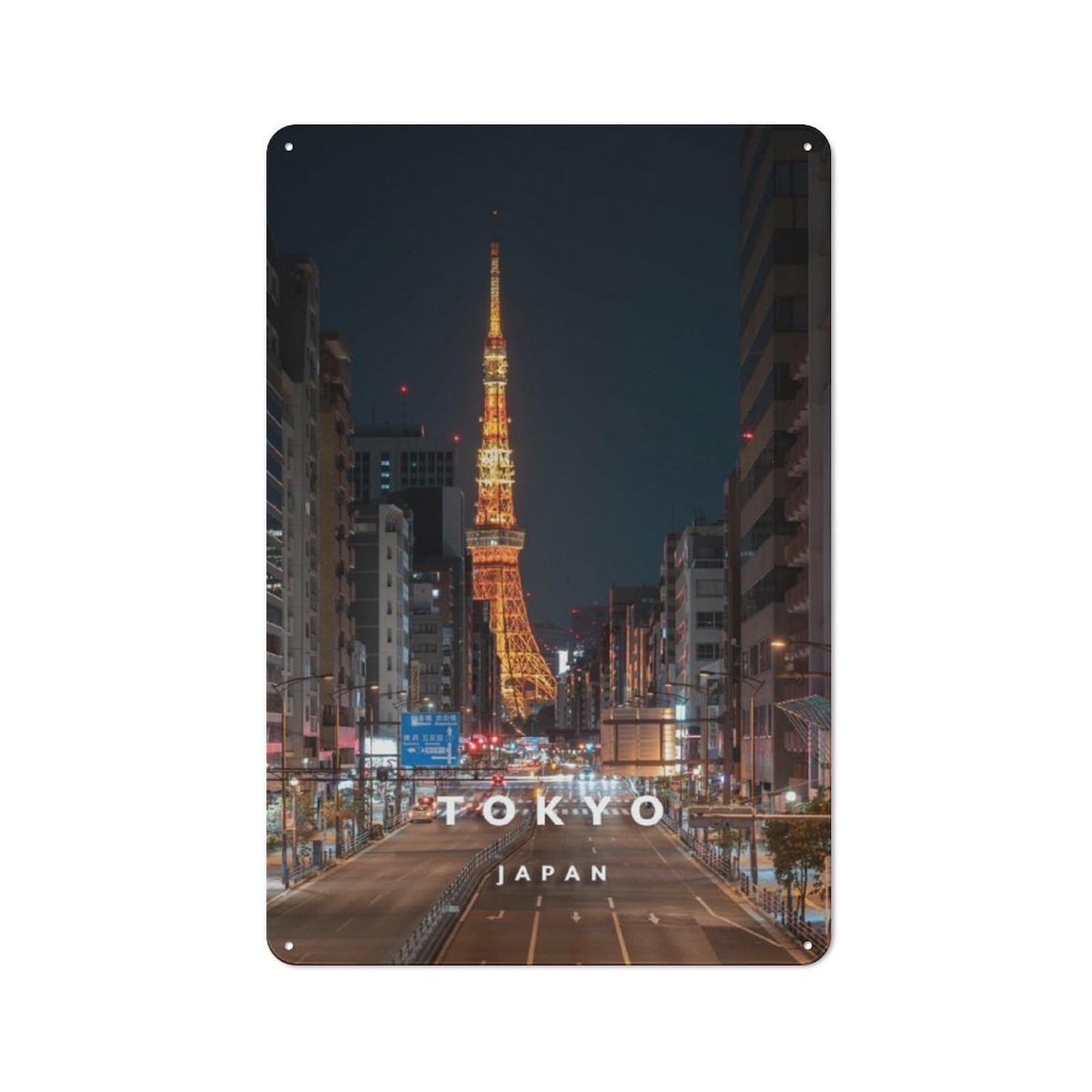 Tokyo Tower Vintage Metal Wall Decor 30x20cm, Vintage Metal Sign for Cafe, Bistro, Bakery Or Restaurant