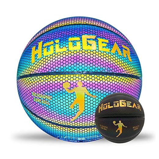 HoloGear Holographic Reflective Basketball - Flash Reflective Holographic Basketballs - Hoop Gifts Toys for Kids Boys and Girls- Perfect Toy (Multi-Color Glow, Men's)
