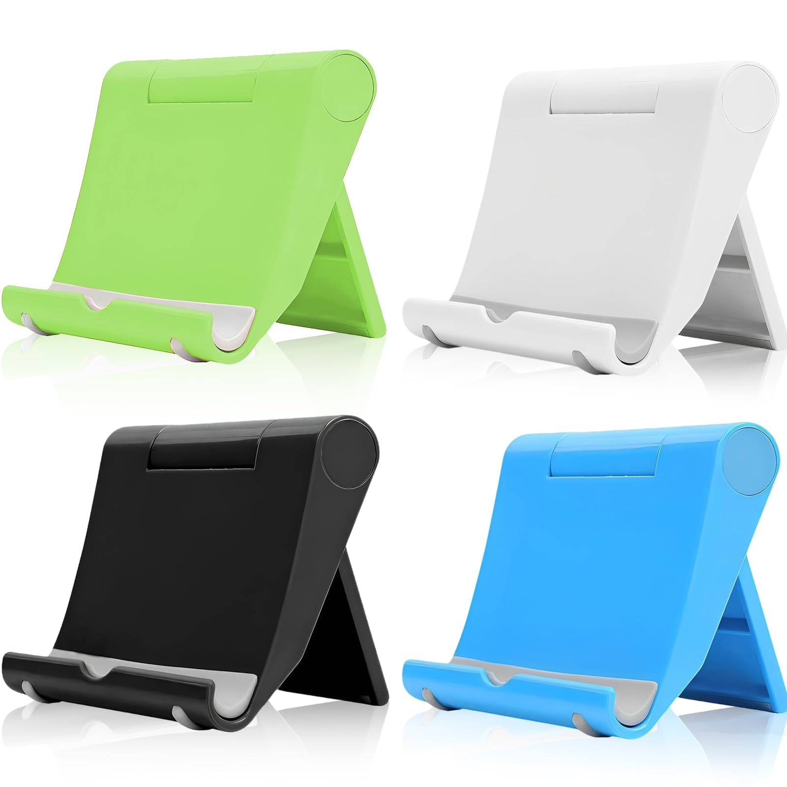 4 Soportes de Mesa Ajustables y universales para móviles, Soporte Plegable Antideslizante de plástico para Escritorio, Compatible con Smartphones y tabletas de 4 a 11 Pulgadas