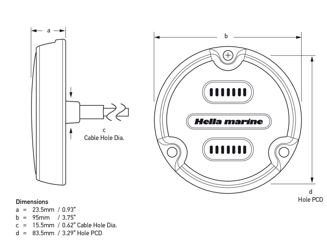 Hella Marine Unterwasserlicht Apelo A1 Kunststoffgehäuse 1800 Lumen Blau - Weiß - Anthrazitfarbene Linse 2LT 016 145-001
