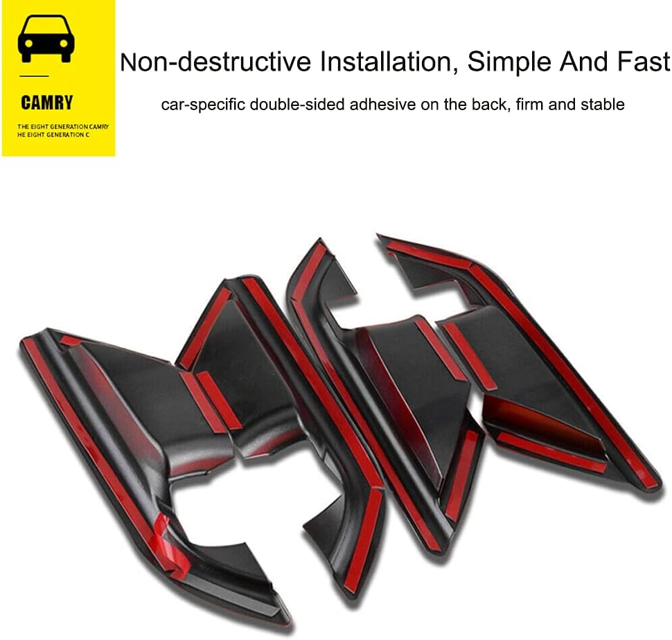 4PCS Inner Door Handle Decoration Cover ABS Carbon Fiber Interior Door Bowl Frame Trim Sticker for Toyota Camry 2018-2024