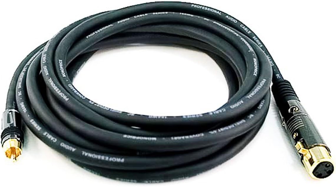 Premier Series XLR Female to RCA Male 16AWG Cable - Gold Plated - 15ft