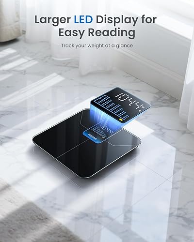 Miniatura 5 de RENPHO Báscula de peso con tendencia de peso de 7 días, báscula digital de baño para peso corporal con pantalla LED grande, báscula de pesaje de