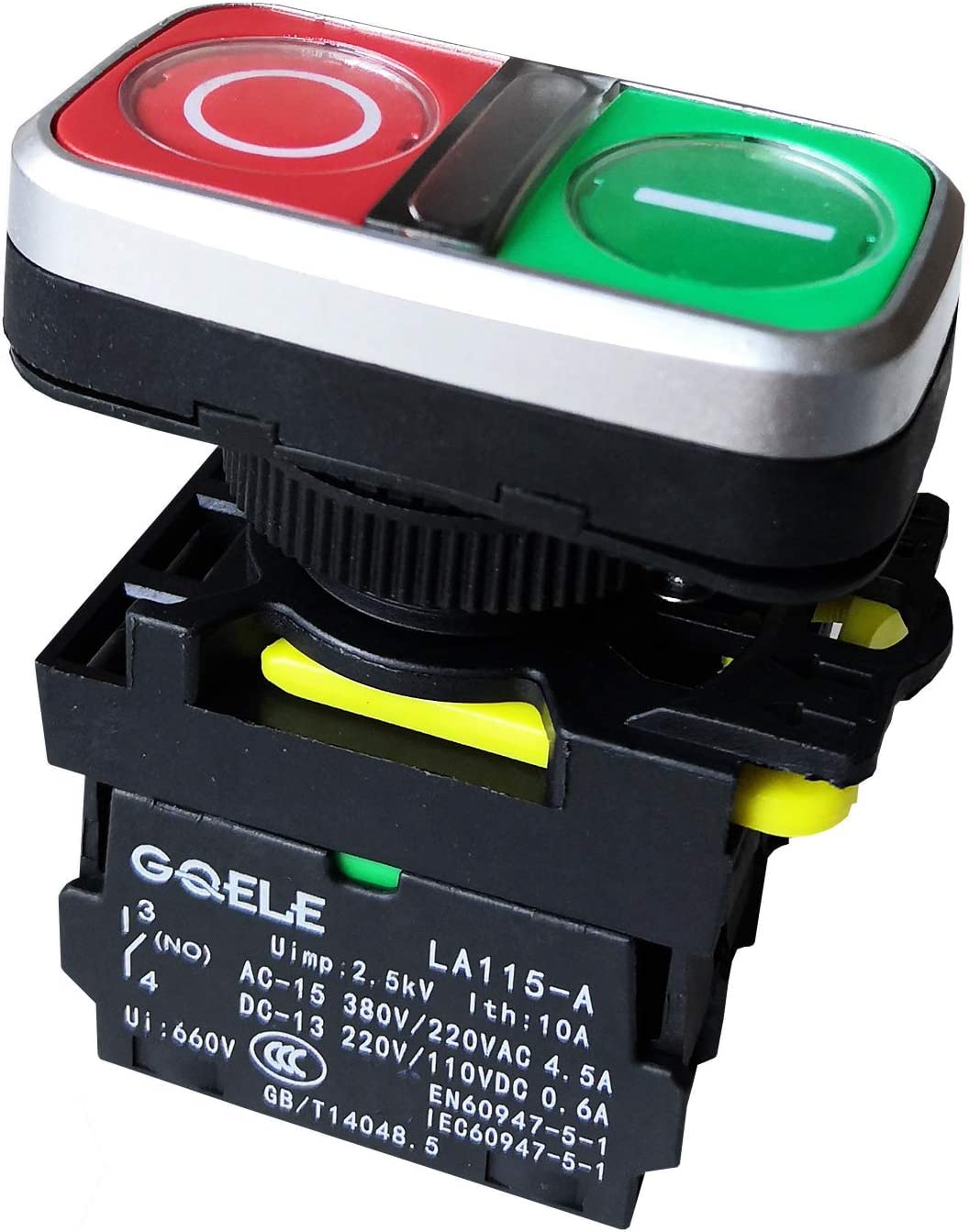 LA115-A5-11RD1 Étanche 1NO LB 1NC 220V M22 Interrupteur à Bouton-Poussoir à Bouton-Poussoir illuminé momentané for Machines d'armoire de Commande de Pompe