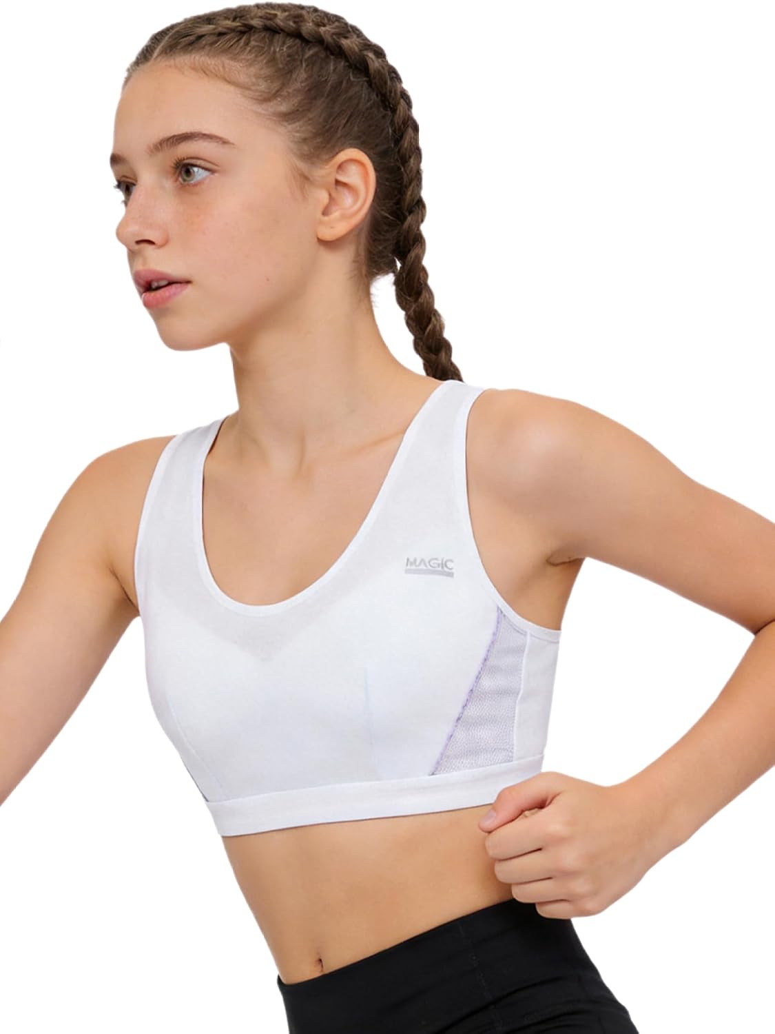 Kids Girls High Support Sports Bra Growth Period Vest Low Impact Everyday Training Bra with Pads
