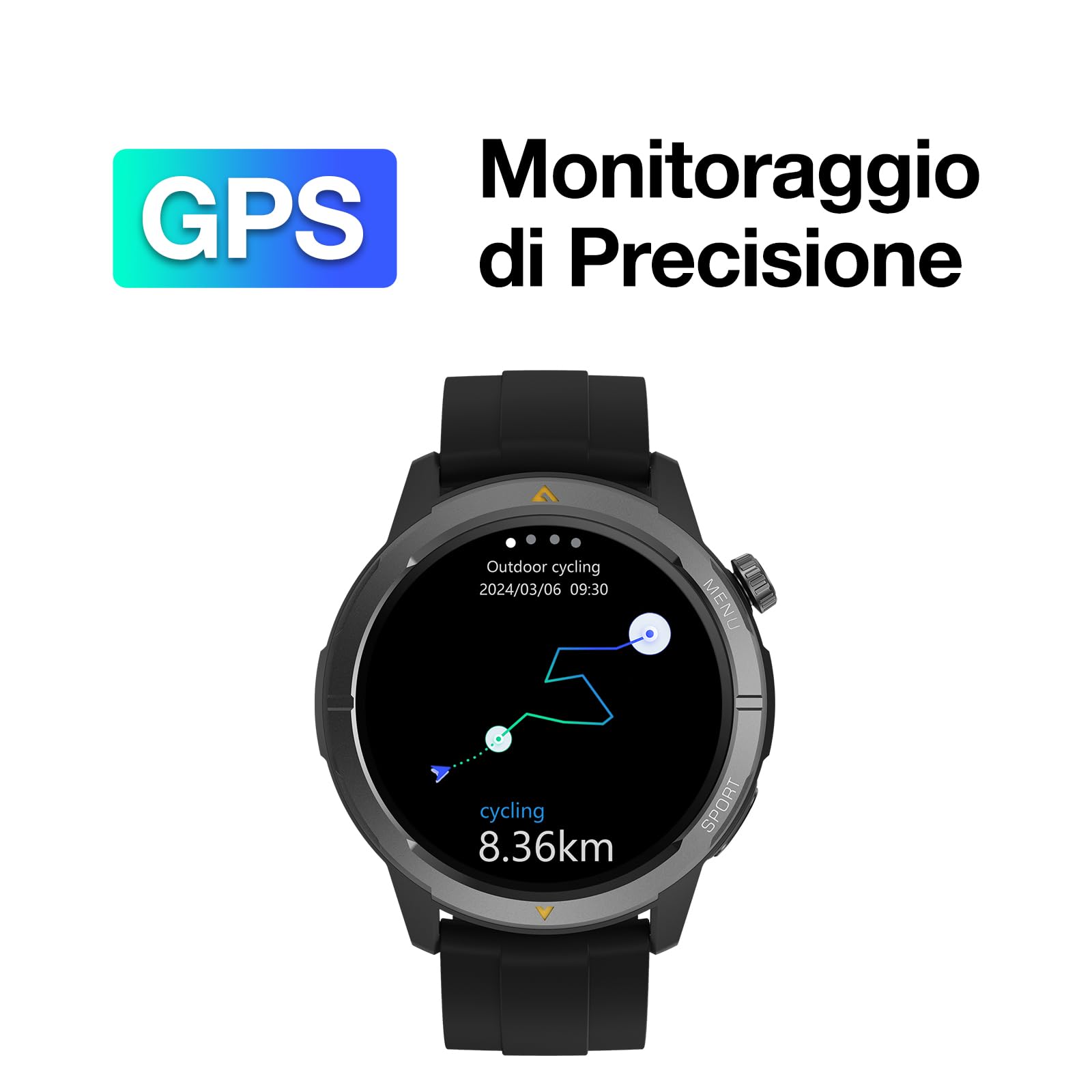 AGM Orologio fitness 2025, orologio sportivo HD AMOLED da 1,43", con oltre 100 modalità sportive, smartwatch con GPS, frequenza cardiaca, monitor del sonno, impermeabile fino a 5 ATM, per Android e | 5 ATM, chiamate Bluetooth, batteria da 300 mAh, per cor