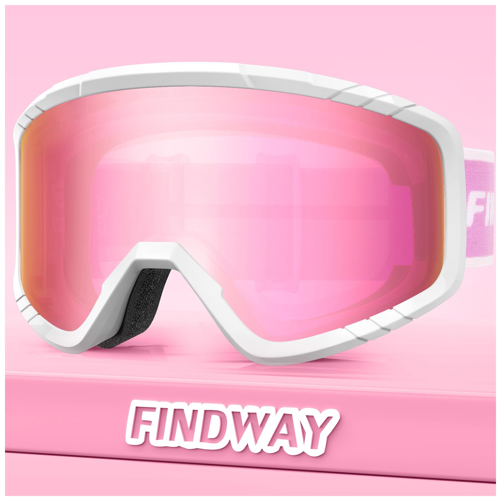 Findway Maschera da Sci, Occhiali da Sci per Uomo Donna Teenager OTG Maschere Sci, 100% Anti-UV Maschera Sci, Anti Nebbia, Adatto a Snowboard, Motocross e Altri Sport Invernali