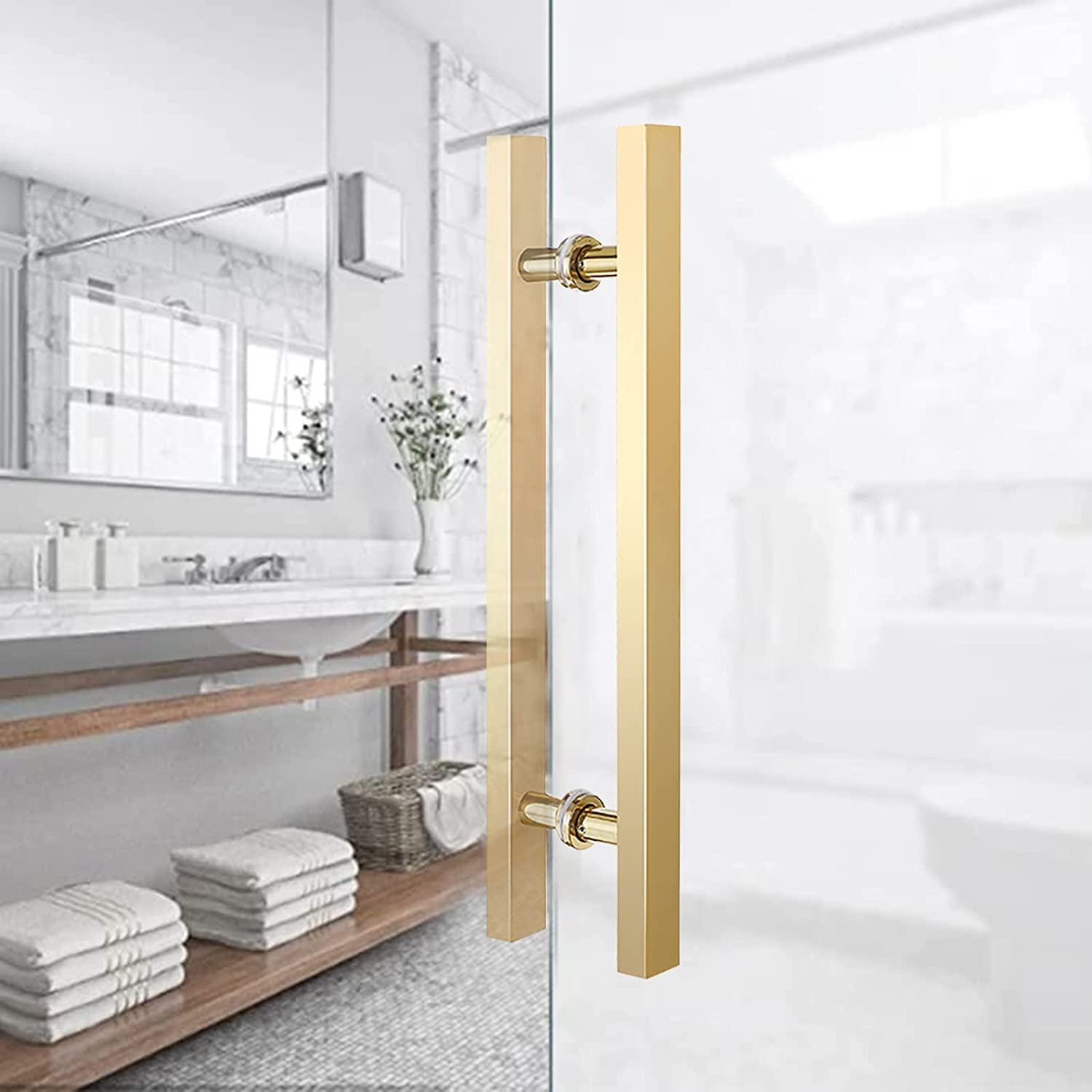 Poignée De Porte Moderne En H – 45 Cm, Offset, Barre Carrée, Finition Noire Mate, Inox