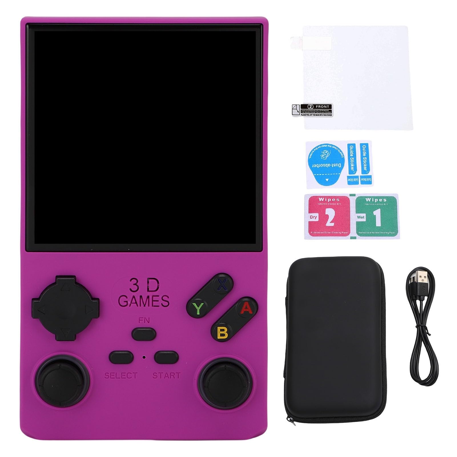 CCYLEZ Console di Gioco Portatile da 4 Pollici Console di Gioco retrò per Open Source Scheda di Memoria da 256 GB Schermo 720x720 Batteria da 4000 MAh Altoparlante da 8 W Portatile (PURPLE)
