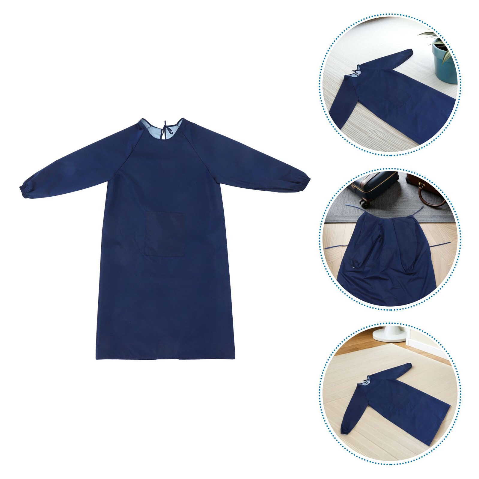 Hemobllo Grembiule Maniche Lunghe 2 Pezzi Grembiule da Lavoro Resistente a Olio e Schizzi Camice Protettivo Reversibile per Cucina Giardinaggio e Barbecue Regolabile Colore Blu Scuro