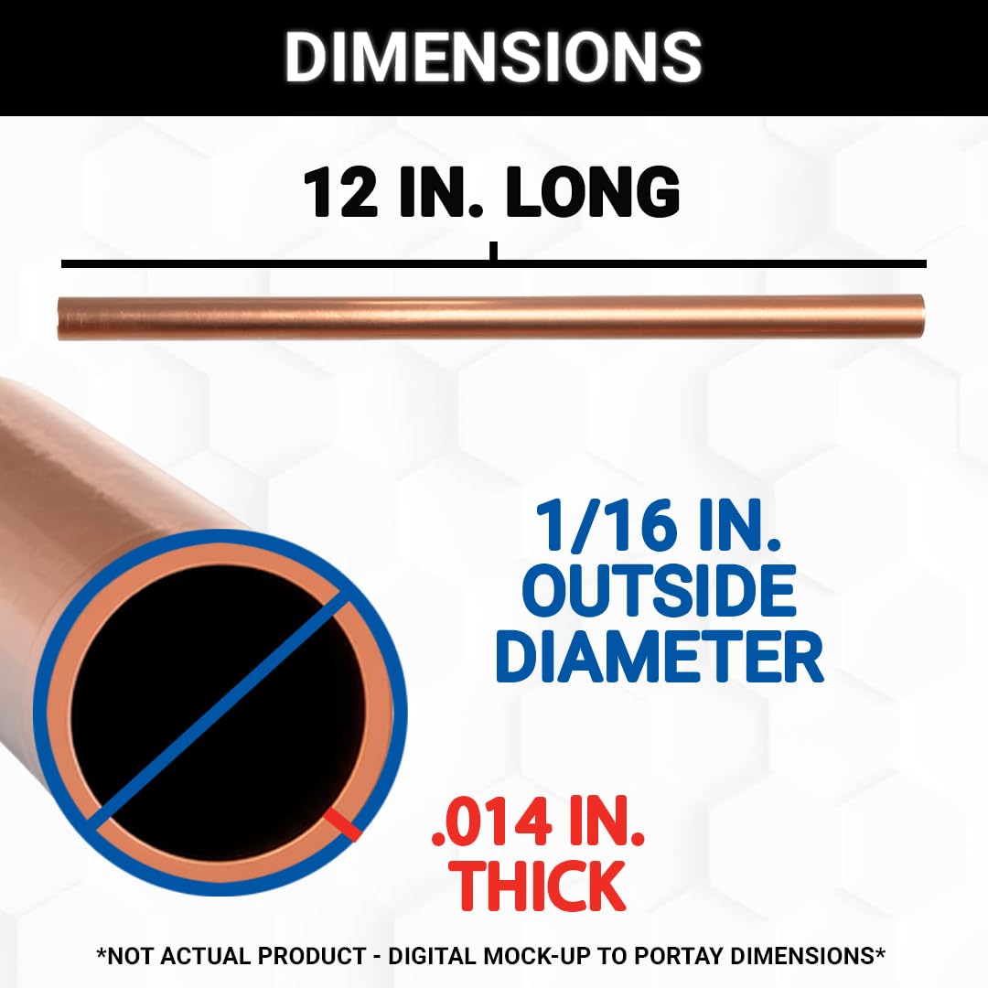 K&S Precision Metals 2917 Kupferrohr, rund, 1/16 x 0,14 x 30,5 cm lang, 12 Stück, hergestellt in den USA